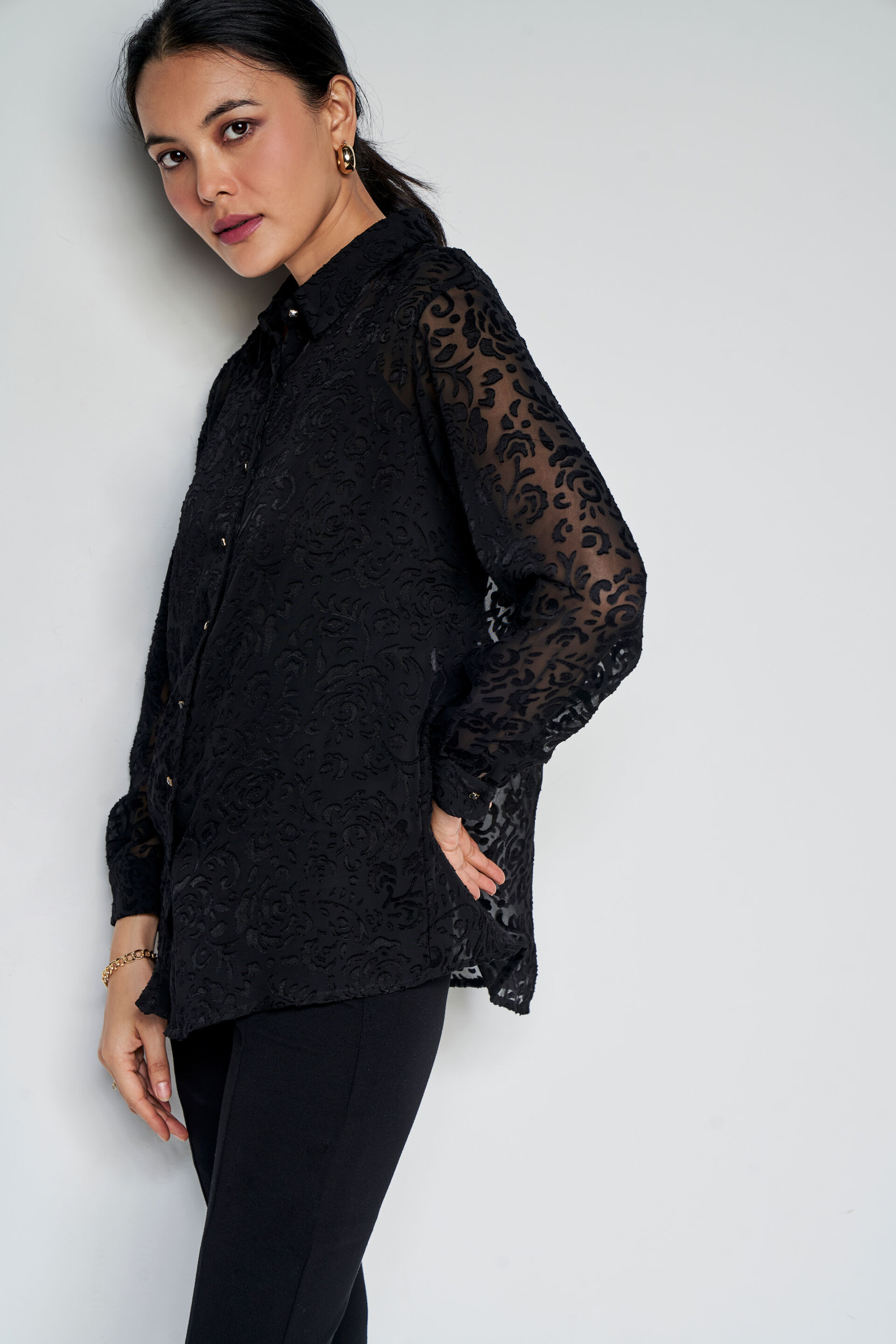 Floral Shadow Top, Black, image 6