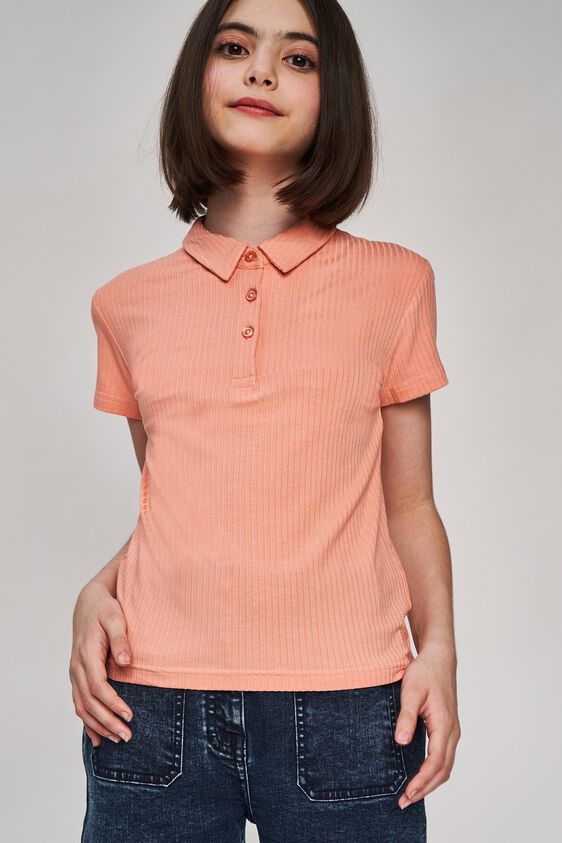 1 - Peach Self Design A-Line Top, image 1