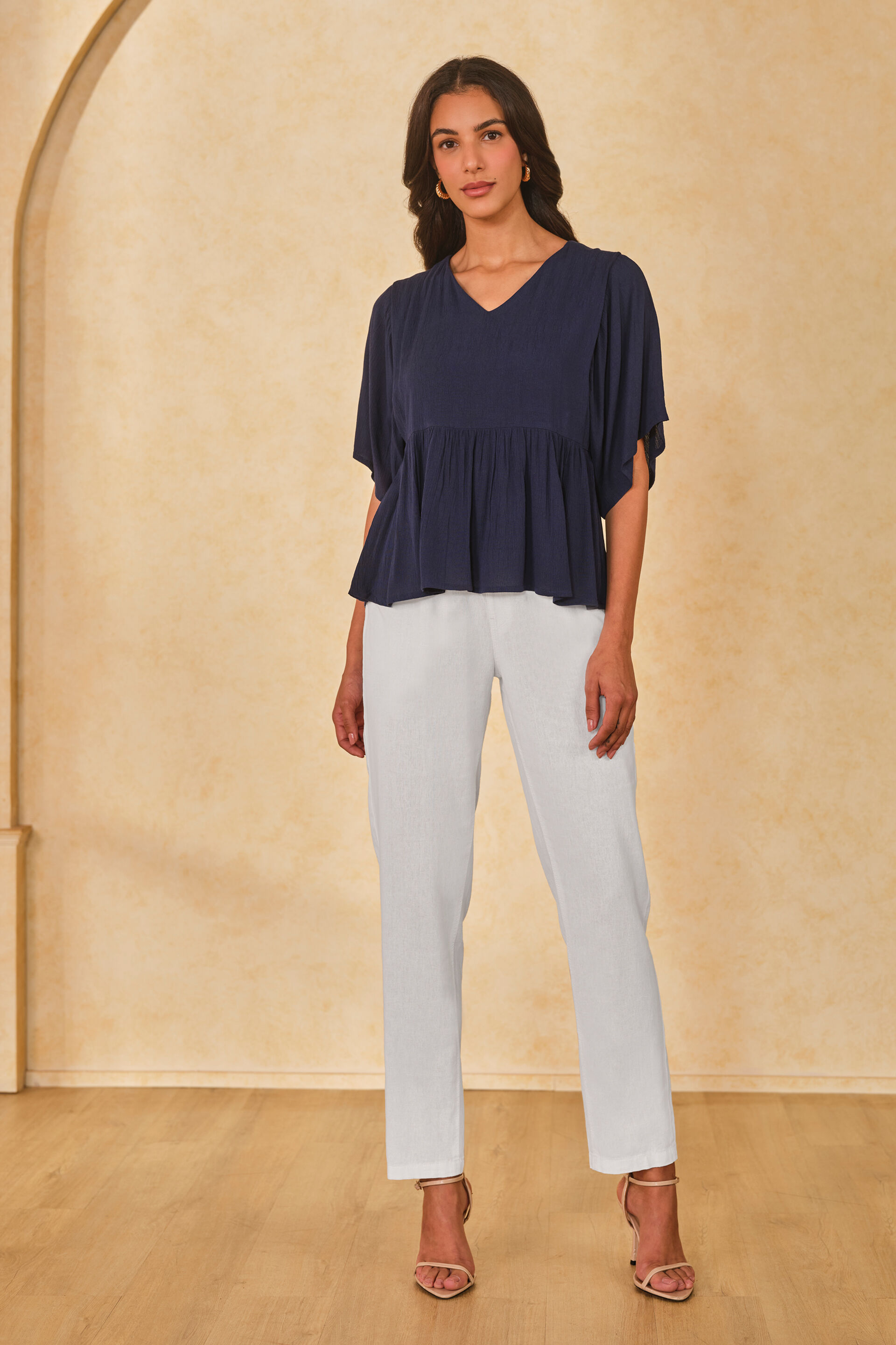 Urban Comfort Linen Blend Drawstring Pants, White, image 2