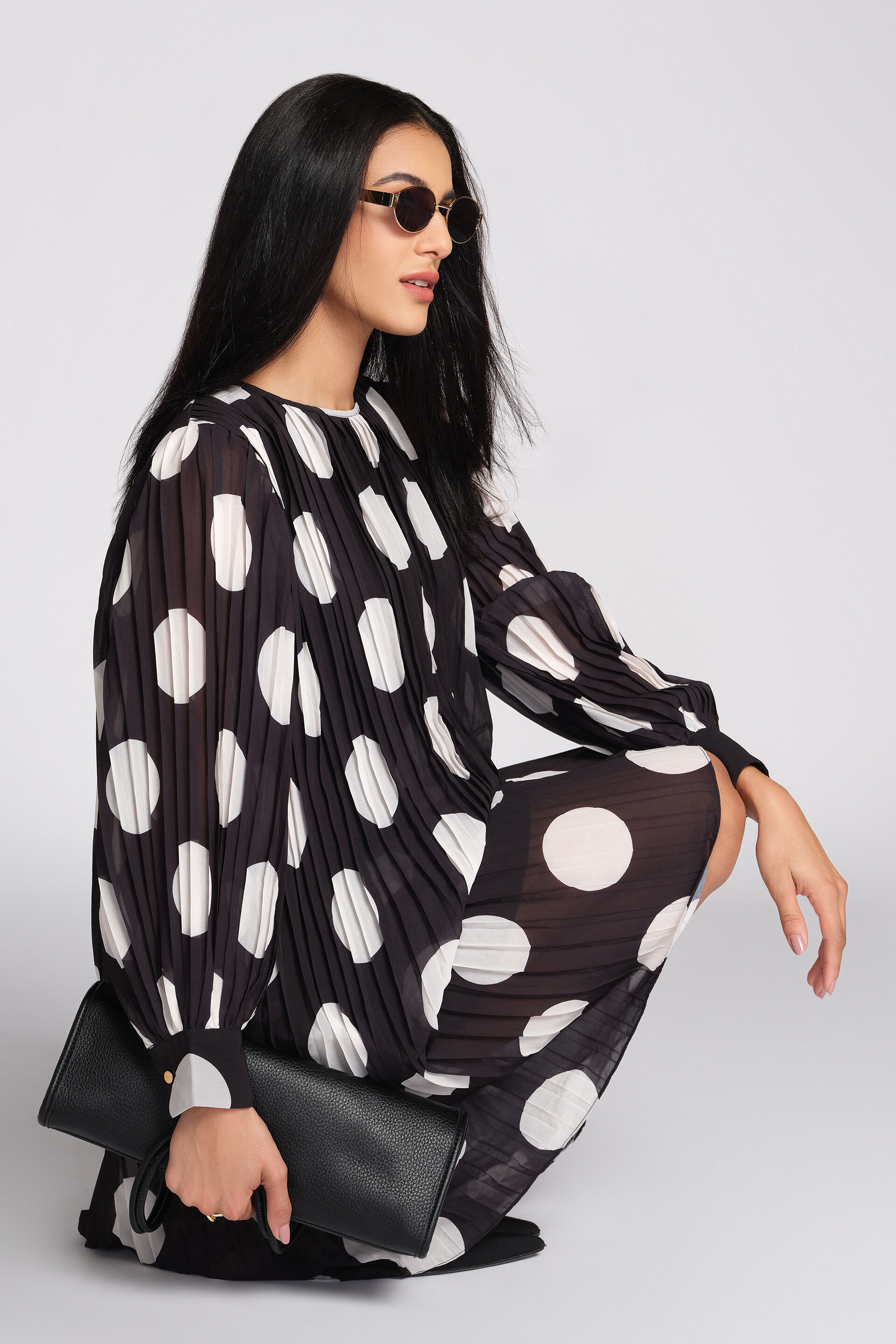 The Retro Polka Dress, Black, image 4