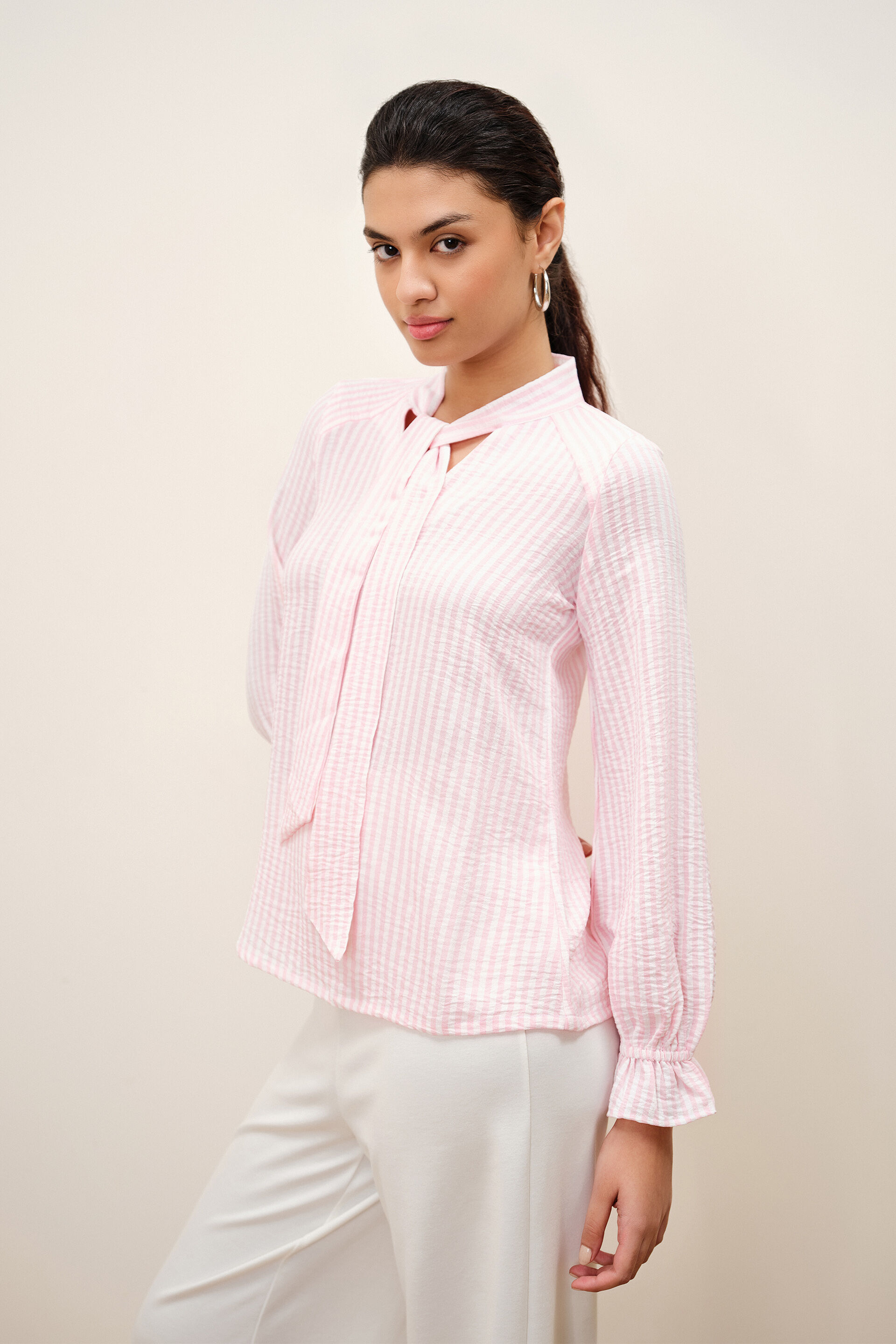 Faye Pink-Striped Top, Pink, image 3