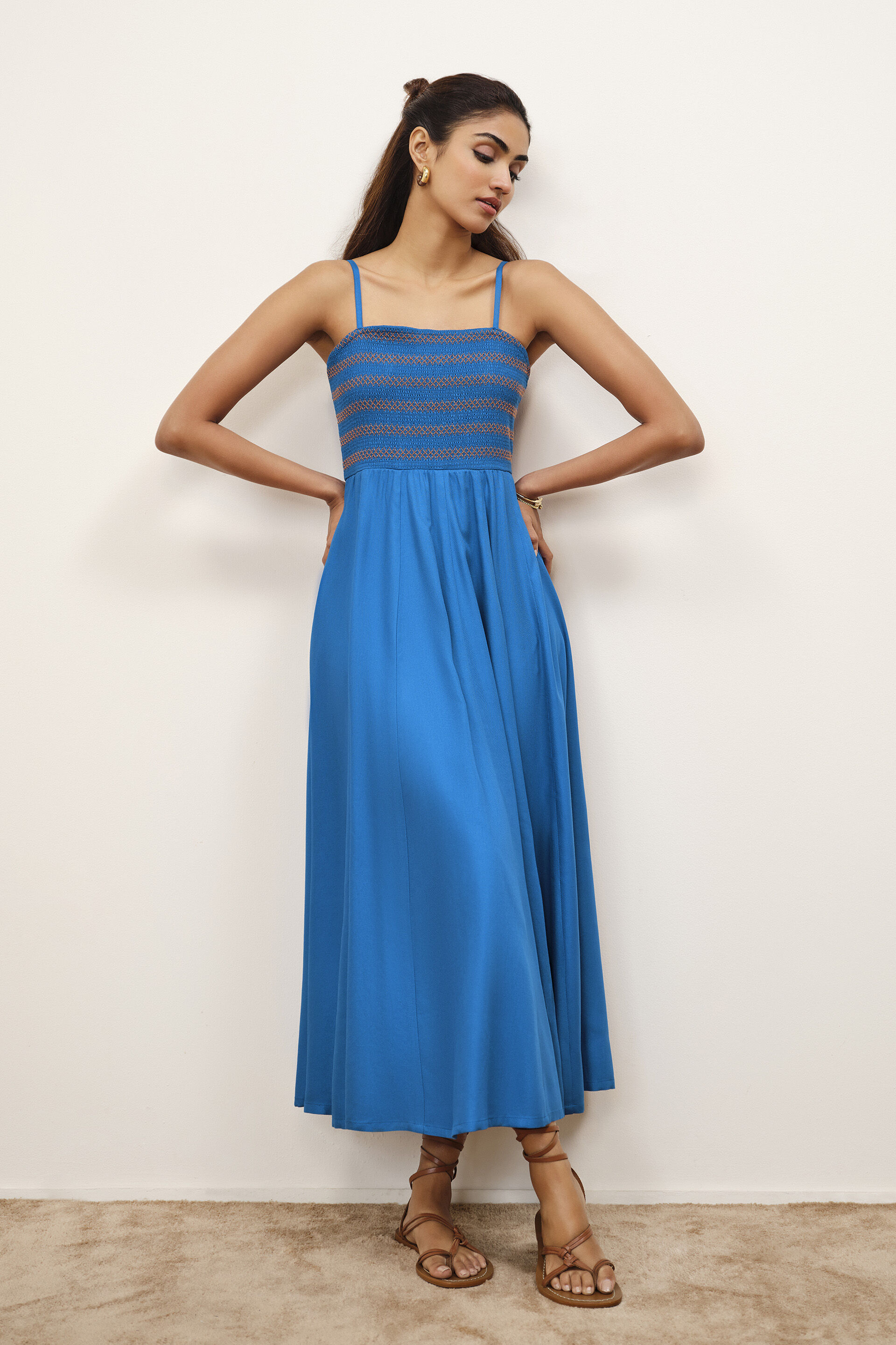 Cobalt Blue Midi Dress, Blue, image 3