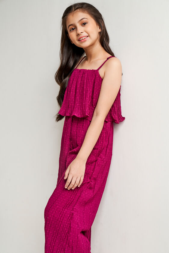 Wine Floral Pleated Jumpsuit, Wine, image 6