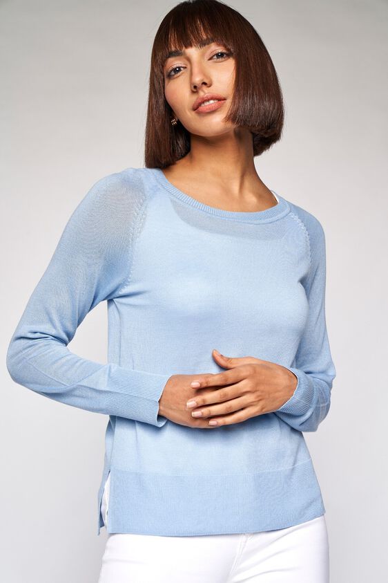 2 - Powder Blue Self Design A-Line Top, image 2