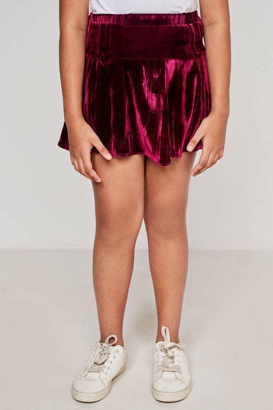 Burgundy Solid Flounce Skirt, Burgundy, image 1