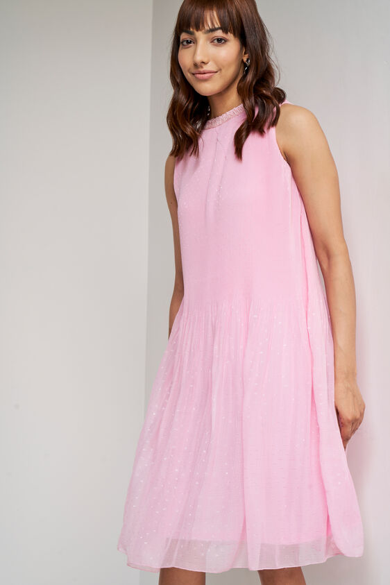 Pink Solid Straight Dress, Pink, image 5