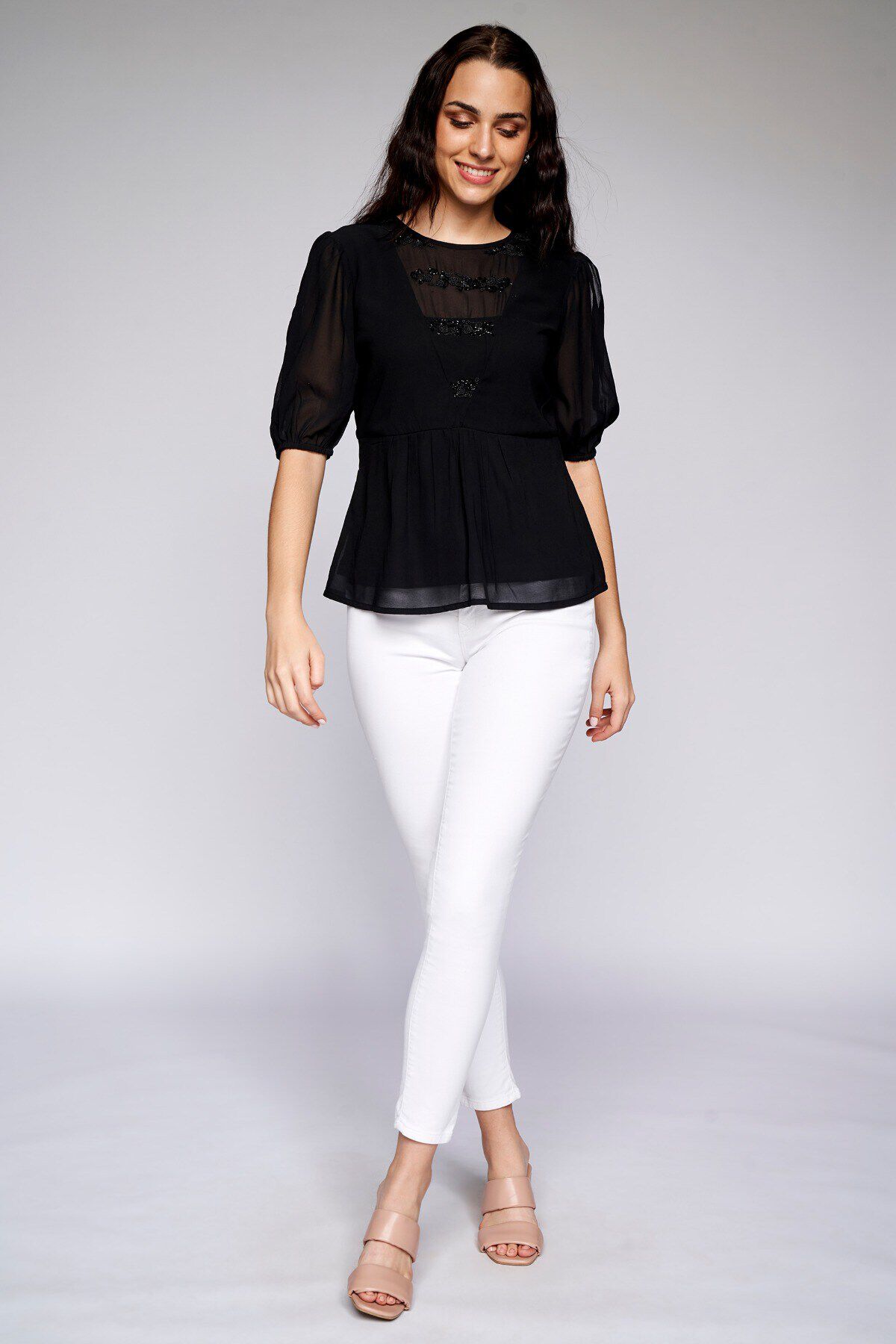 6 - Black Solid Straight Top, image 6