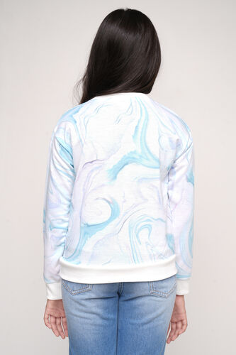 White and Blue Abstract Straight Sweatshirt, White, image 6