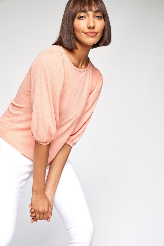 1 - Peach Solid Straight Top, image 1