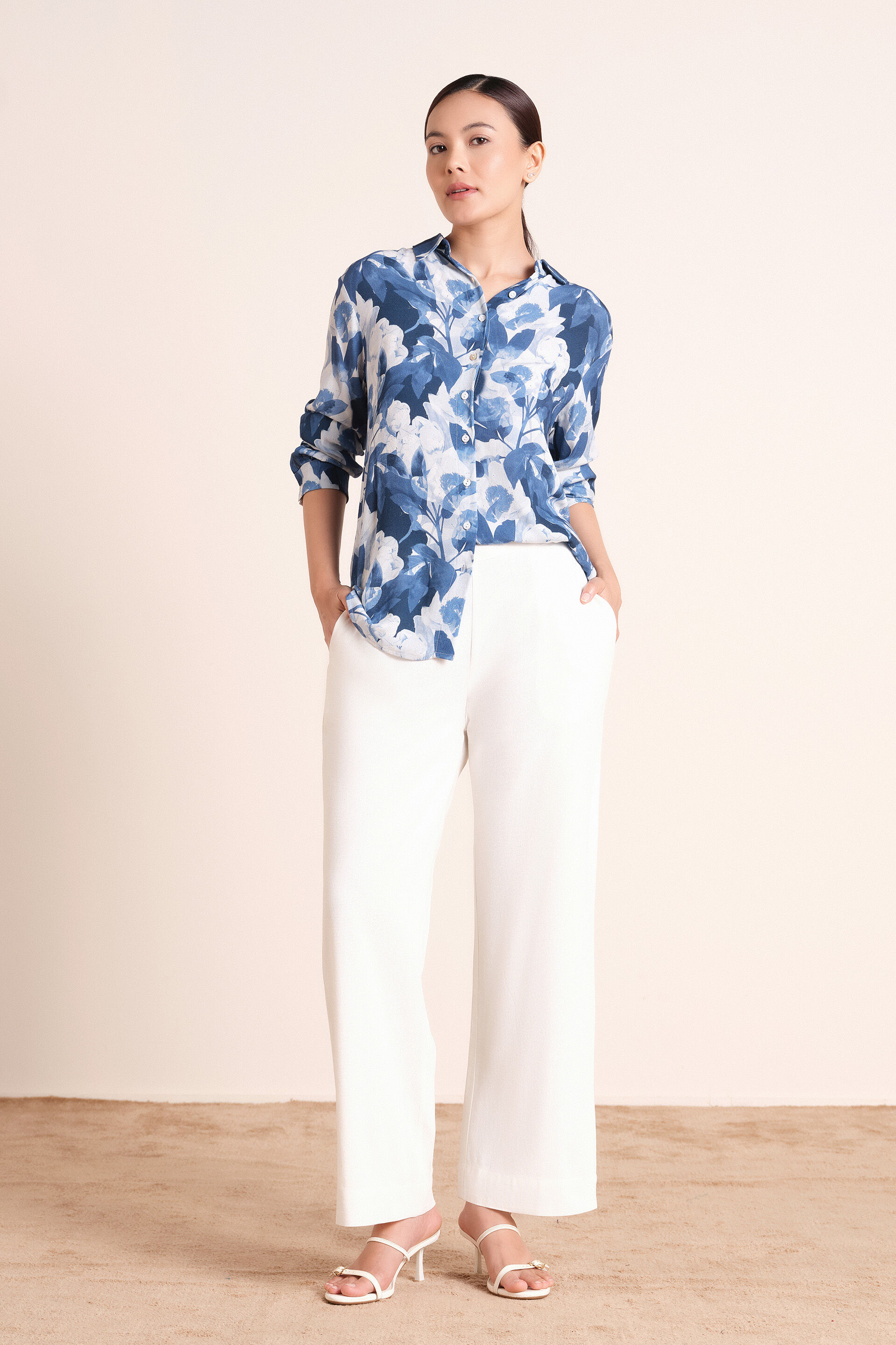 Marisol Crepe Shirt, Blue, image 2