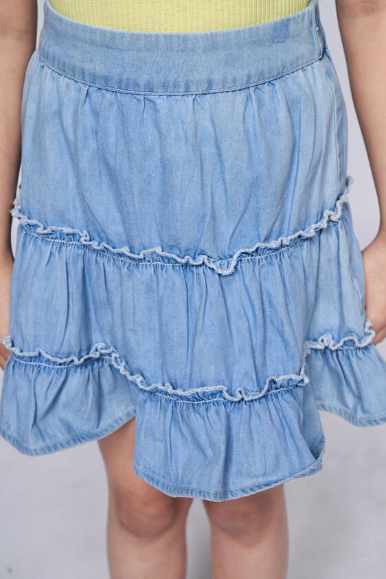 5 - Light Blue Solid Flared Skirt, image 5