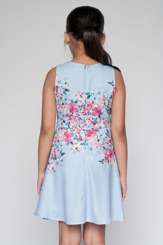 4 - Powder Blue Floral Fit and Flare Dress, image 4