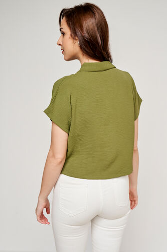 Olive Loose Fit Shirt Style Top, Olive, image 5