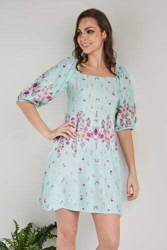 Teal Floral Straight Dress, Teal, image 5