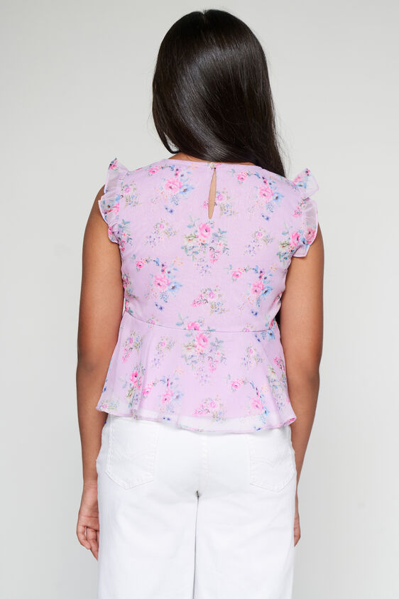 Purple Floral Flared Top, Purple, image 6
