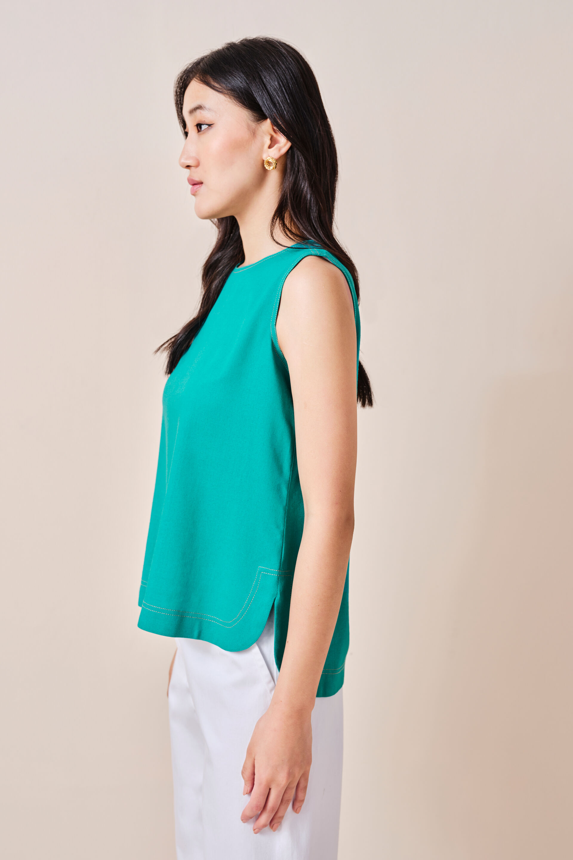 Tiya Viscose-blend Top, Turquoise, image 6