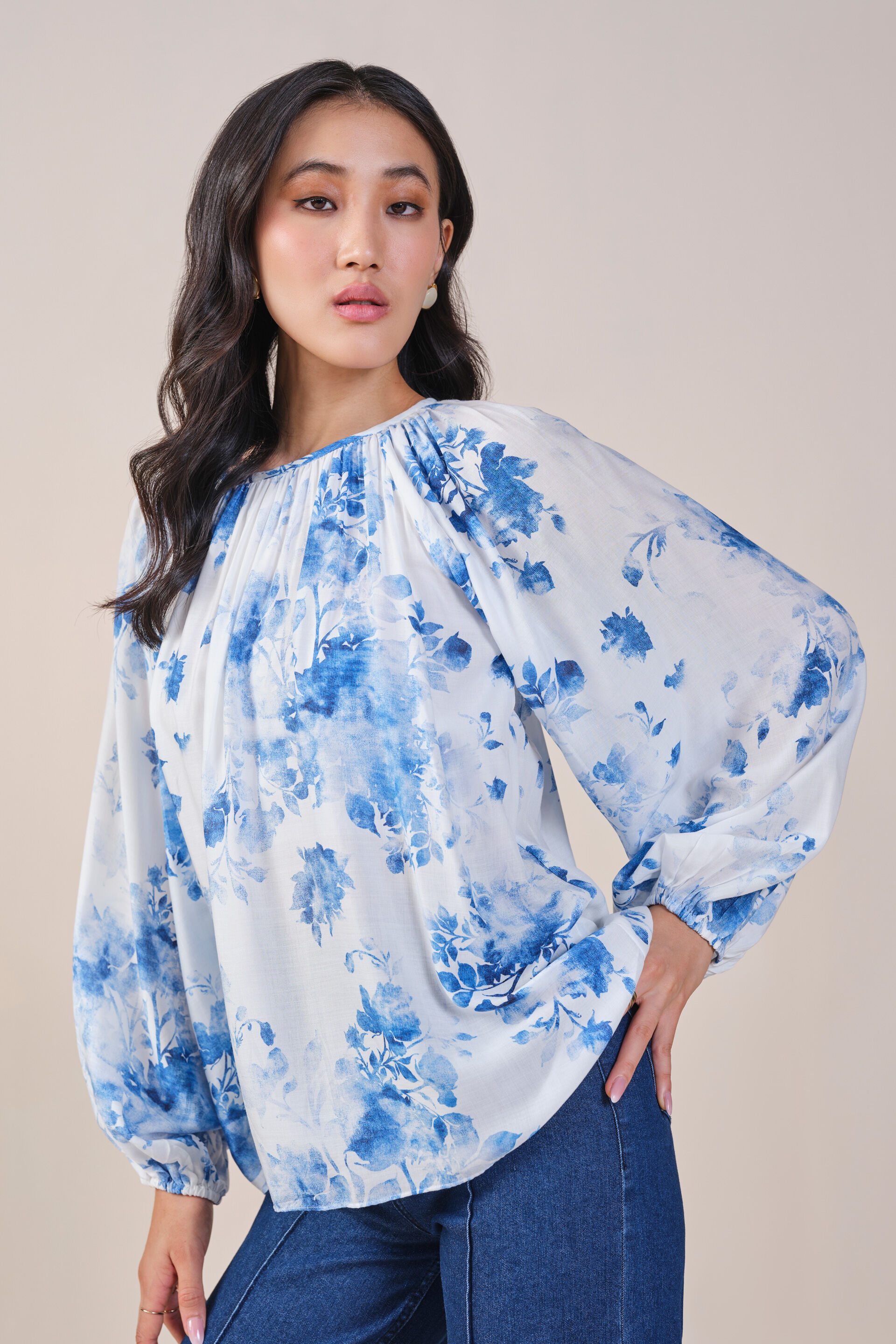 Delicate Florals Modal Top, Blue, image 6