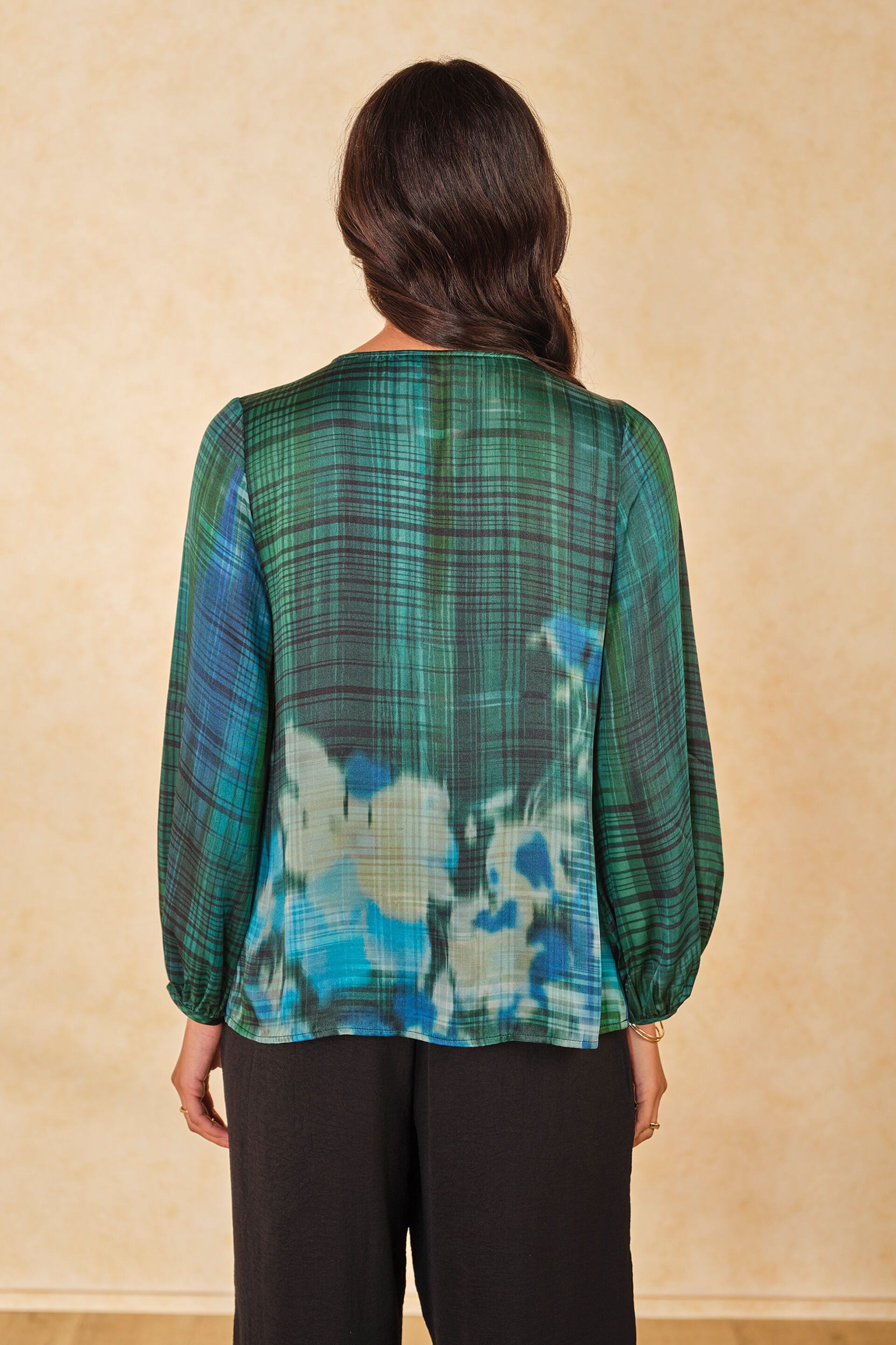 Sapphire Blooms Viscose Top, Green, image 3