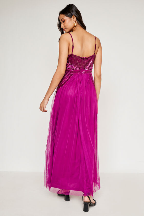 Wine Floral Straight Gown, Wine, image 2
