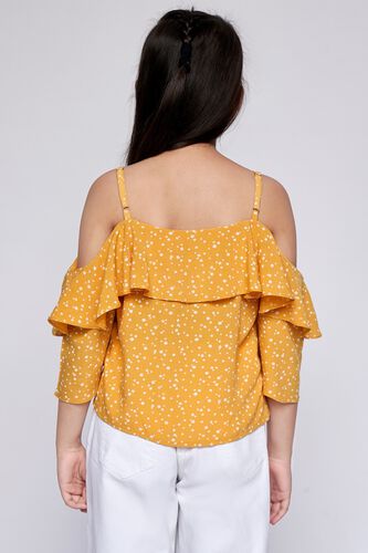 4 - Yellow Self Design Straight Top, image 4