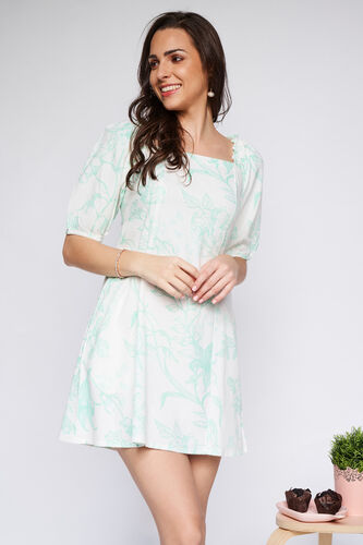 Mint Floral Fit And Flare Dress, Mint, image 1