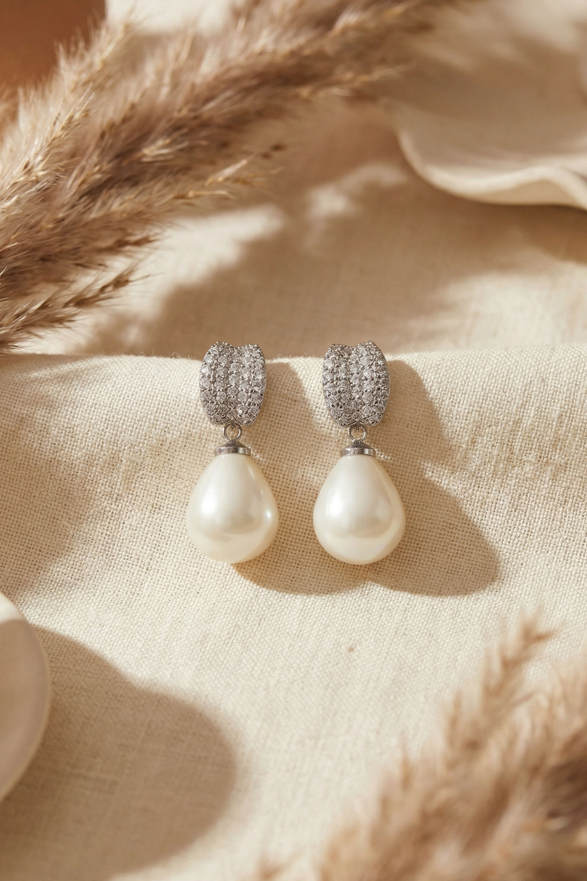 Classic Silver Pearl Earrings, , image 2