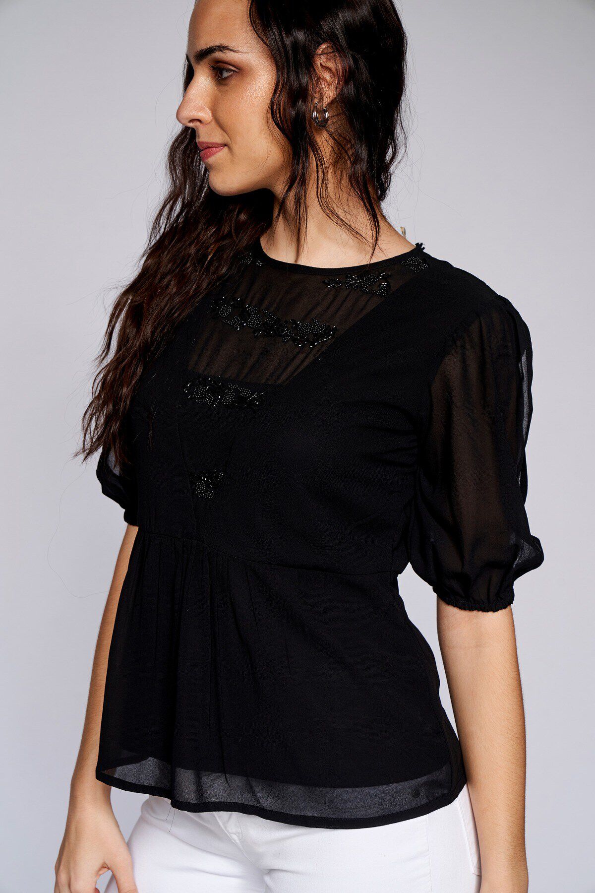 4 - Black Solid Straight Top, image 4