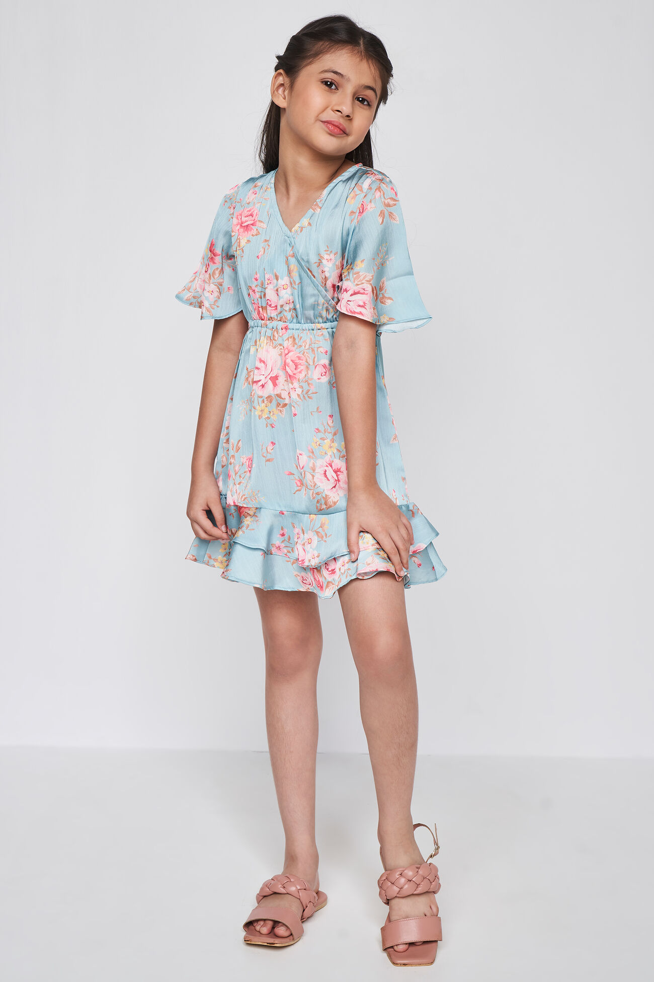 Multi Color Floral Flounce Dress, Multi Color, image 2