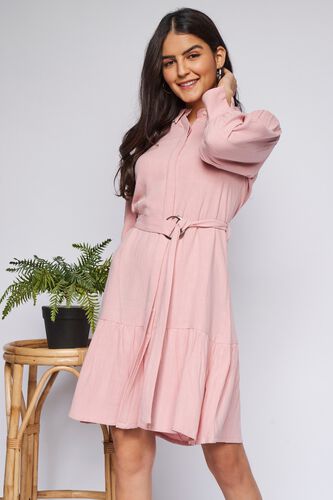 1 - Pink Solid Straight Dress, image 3