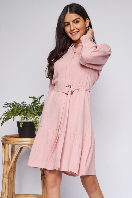1 - Pink Solid Straight Dress, image 3