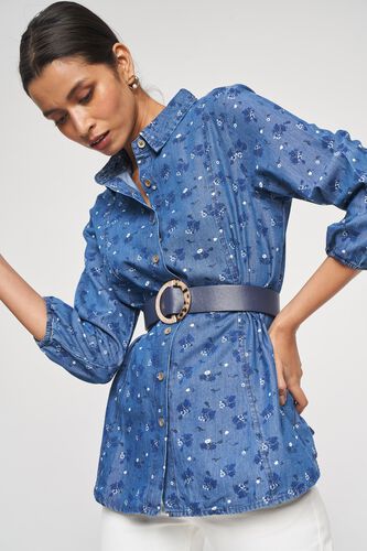 6 - Blue Floral Printed Fit And Flare Top, image 6