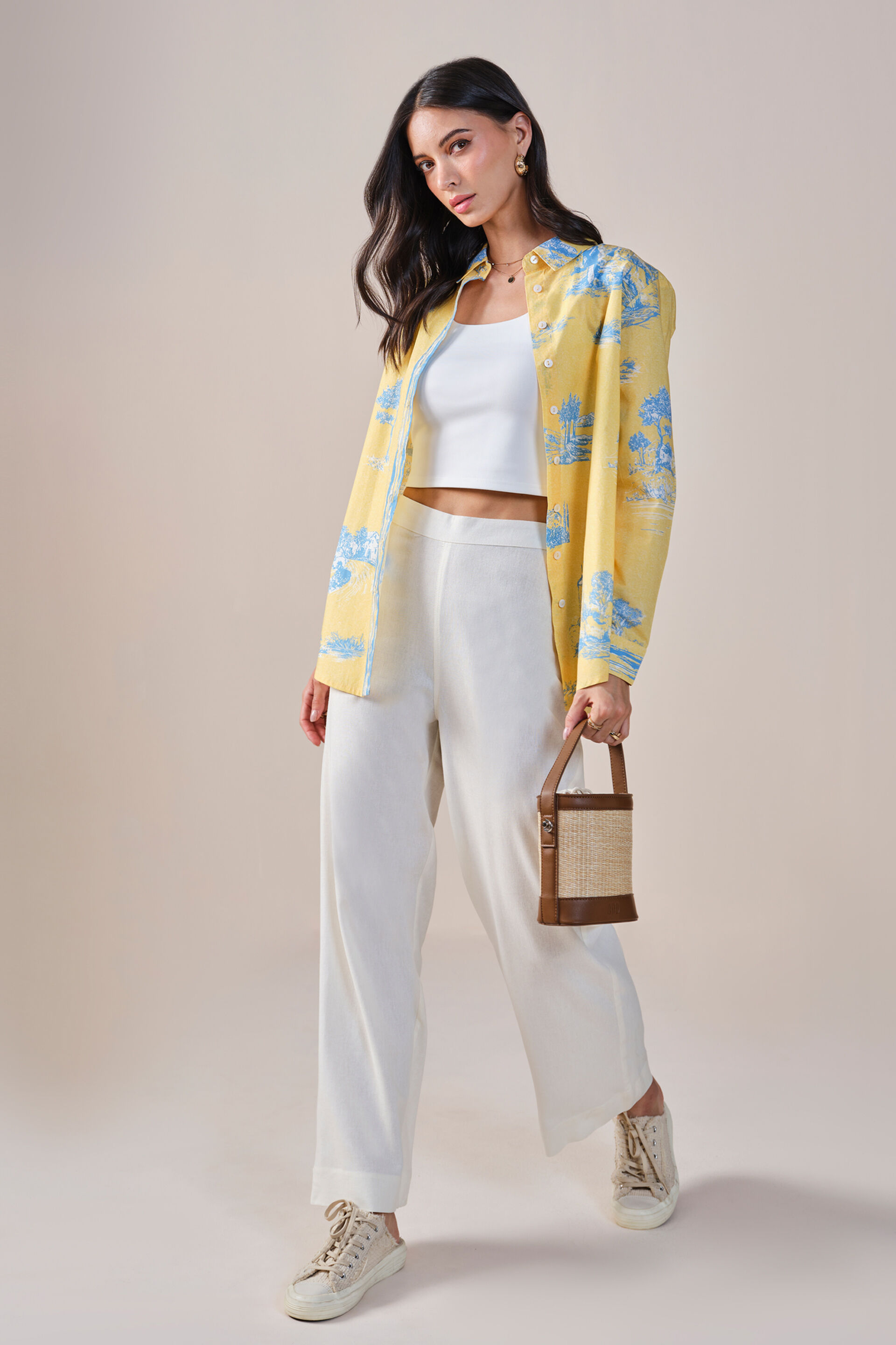 Sun and Skies Cotton Shirt, Yellow, image 5