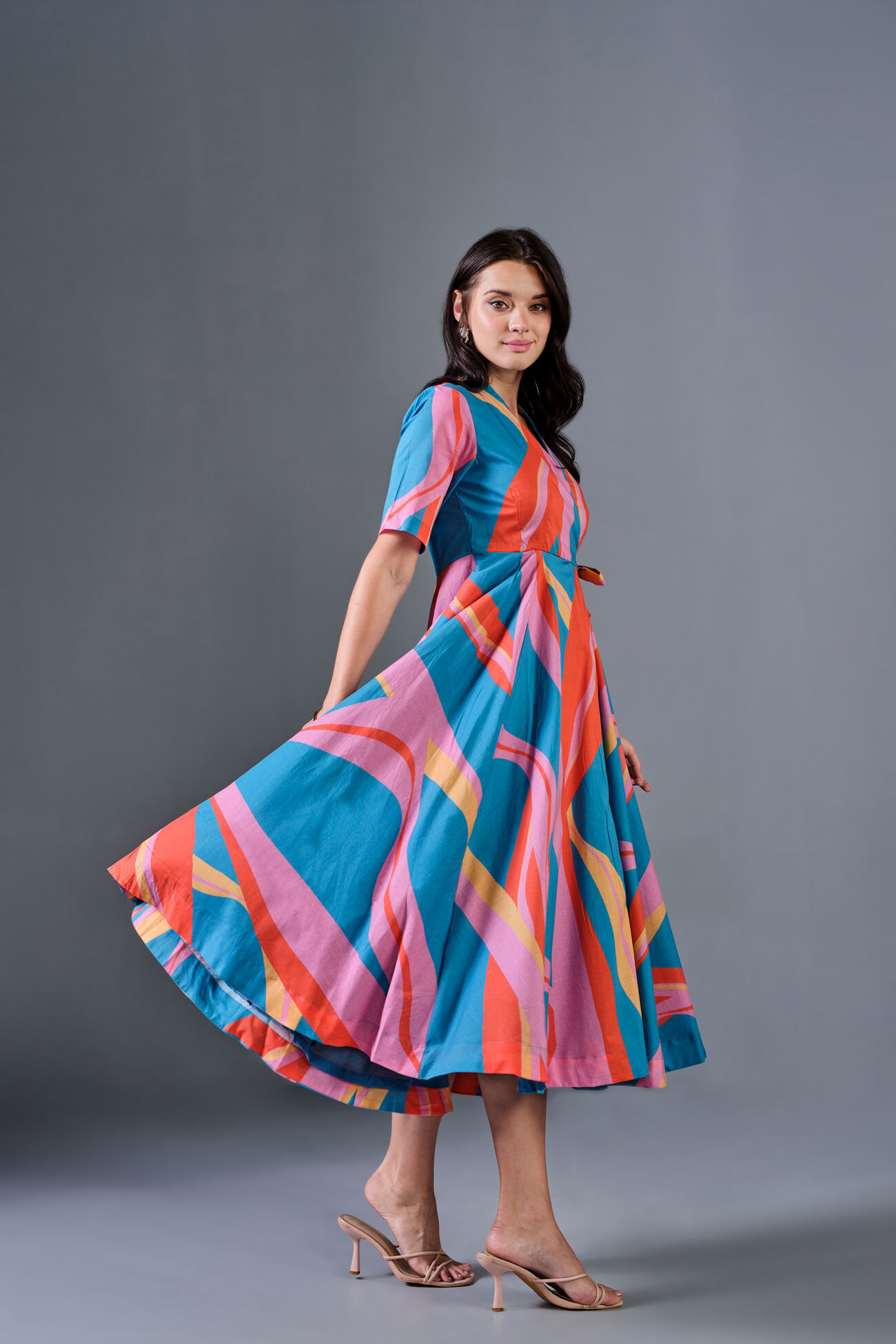 Abstract Swirls Cotton Dress, Multi Color, image 4