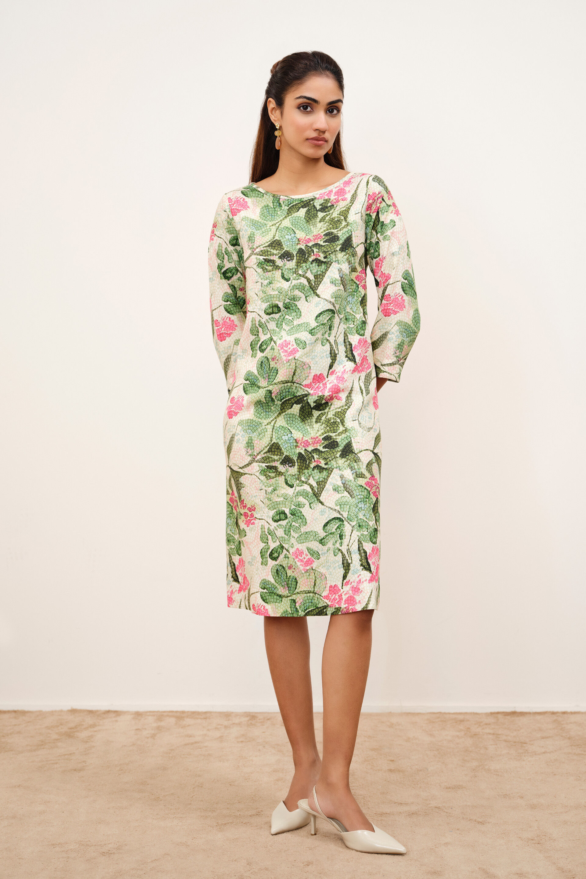 Vanya Printed Dress, Green, image 2