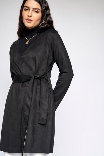1 - Black Solid Wrap Jacket, image 1