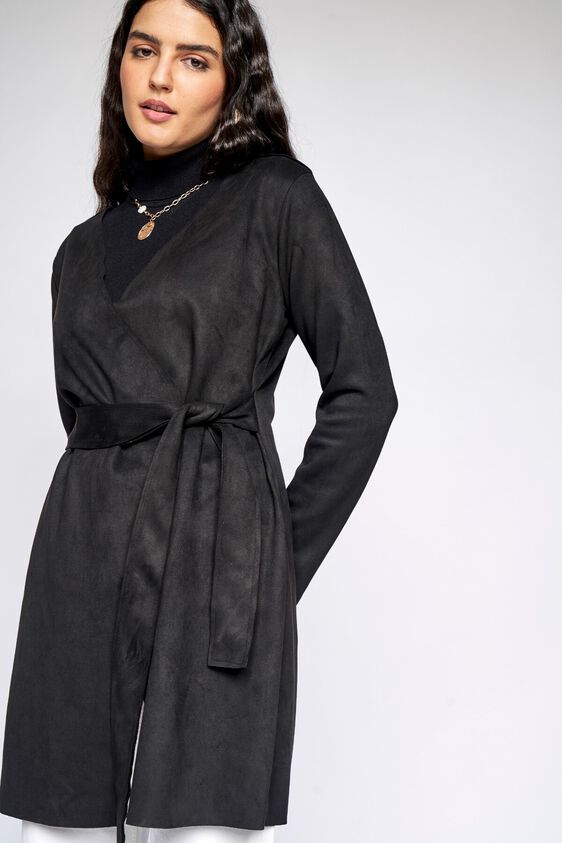 1 - Black Solid Wrap Jacket, image 1