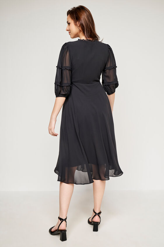 Black Floral Party Dress, Black, image 4