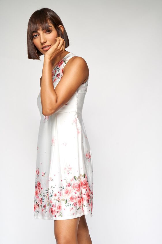 5 - White Floral Fit and Flare Dress, image 5