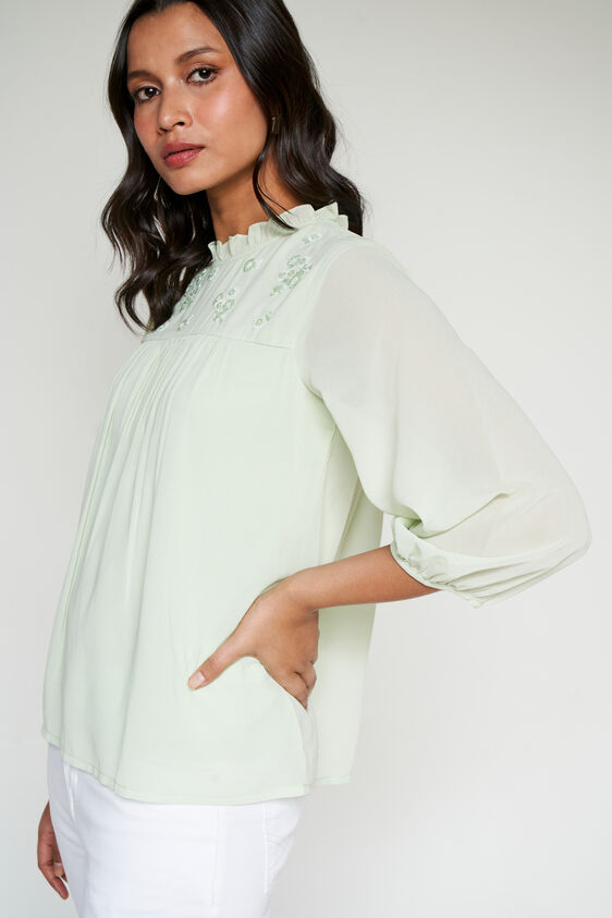 Mint Solid Straight Top, Mint, image 3
