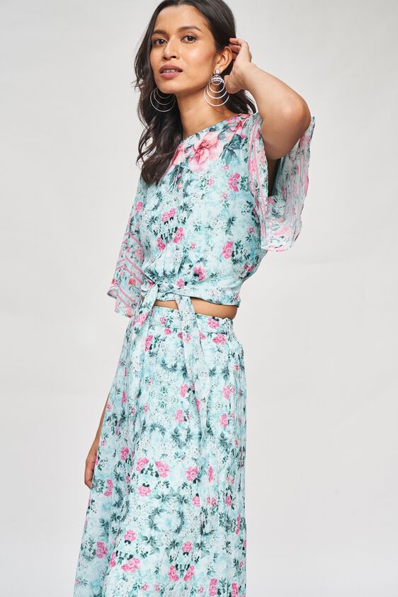 2 - Multi Color Floral Printed Cropped Top, image 2