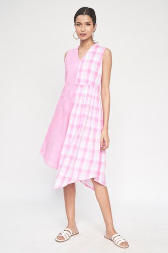 4 - Pink Self Design Peplum Dress, image 1