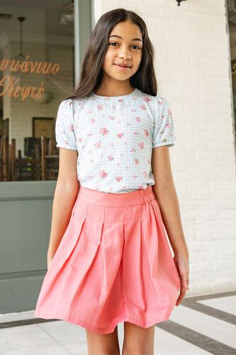 1 - Coral Solid Flared Skirt, image 1