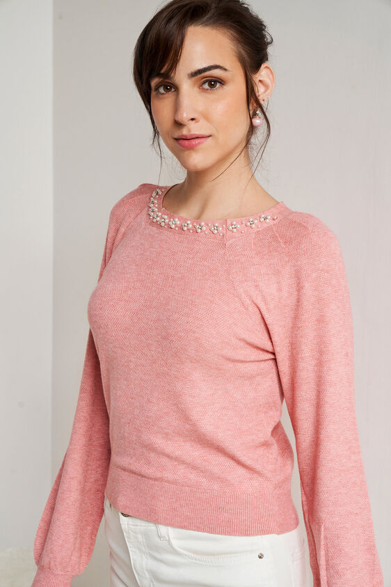 Coral Solid Straight Top, Coral, image 4