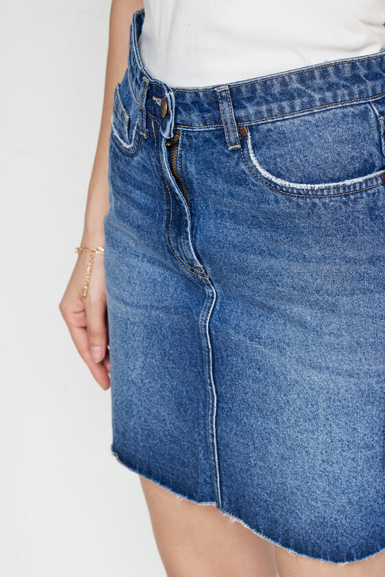 Straight Denim Skirt, Midnight Blue, image 3