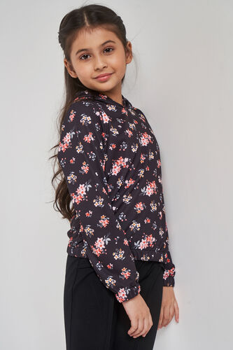 Black Floral Straight Jacket, Black, image 6