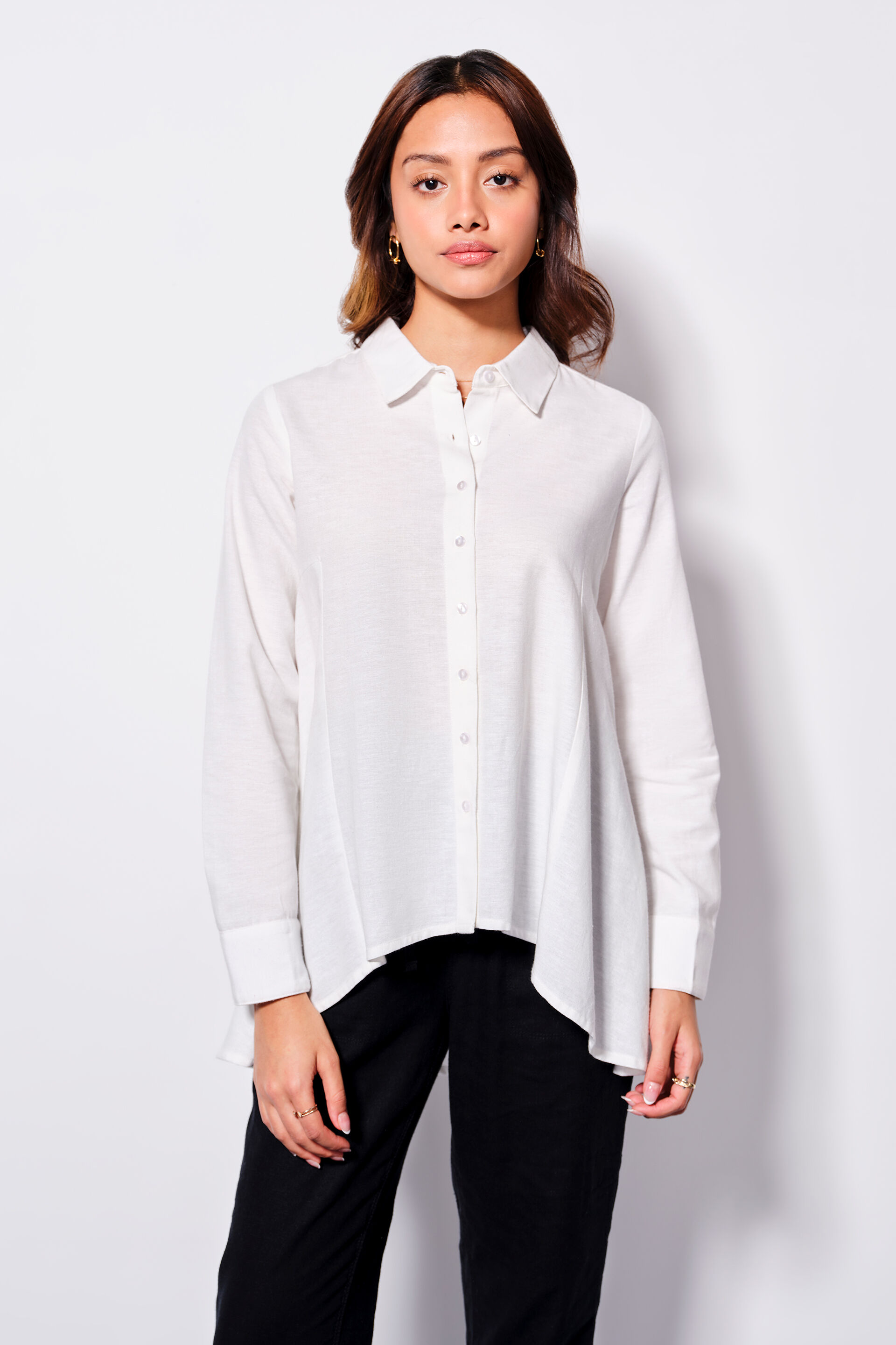 Buy our Fluid Drift High Low Shirt online from ANDIndia SC F24V126TRF