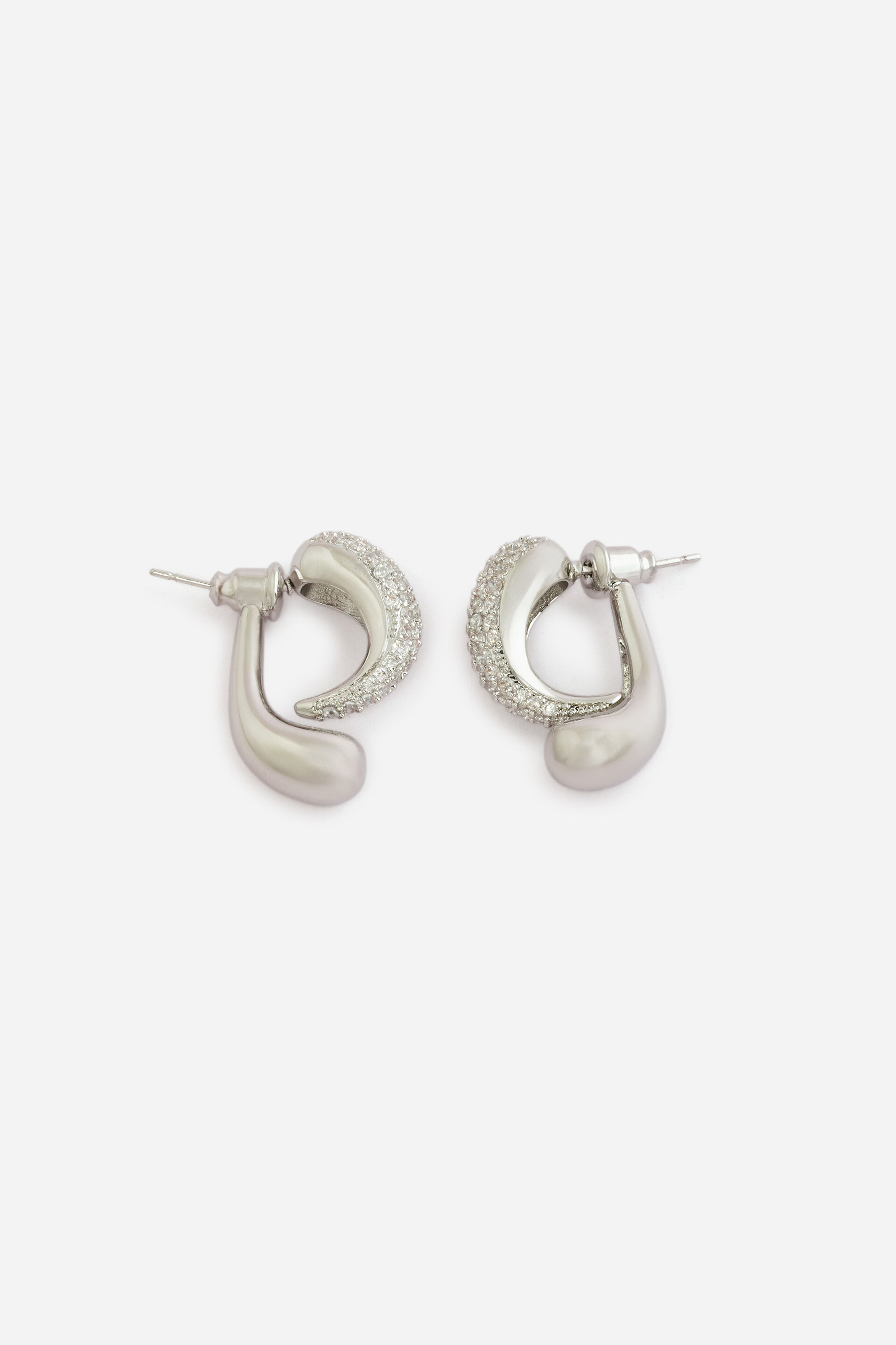 Silver Encrusted Abstract Earrings, , image 1