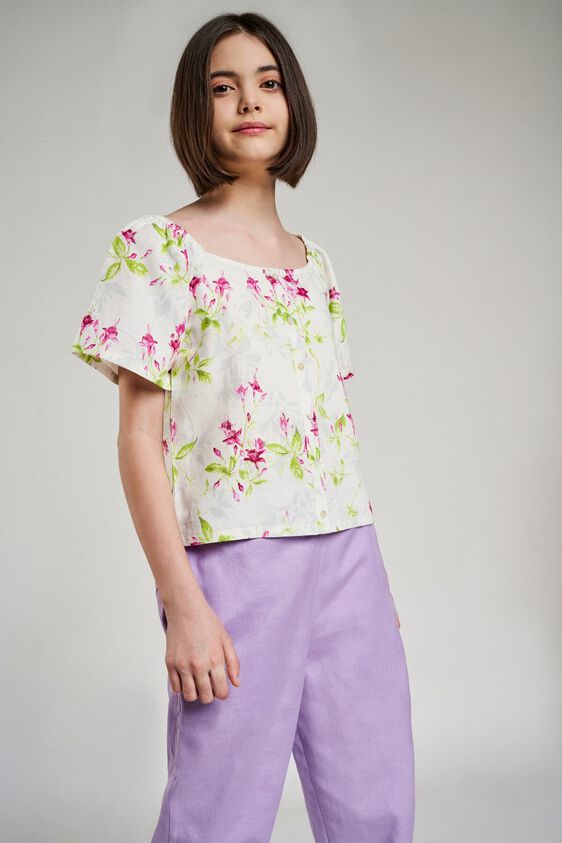 5 - White Floral Printed A-Line Top, image 5