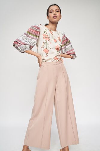 2 - Cream and Pink Floral Printed A-Line Top, image 2