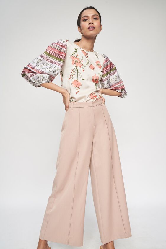 2 - Cream and Pink Floral Printed A-Line Top, image 2